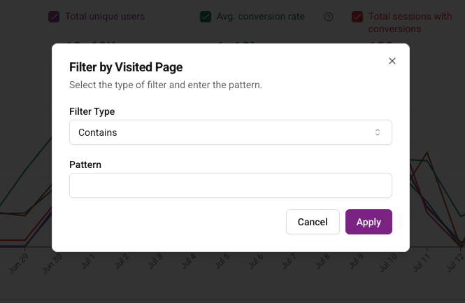 Visited Page Filter Dialog