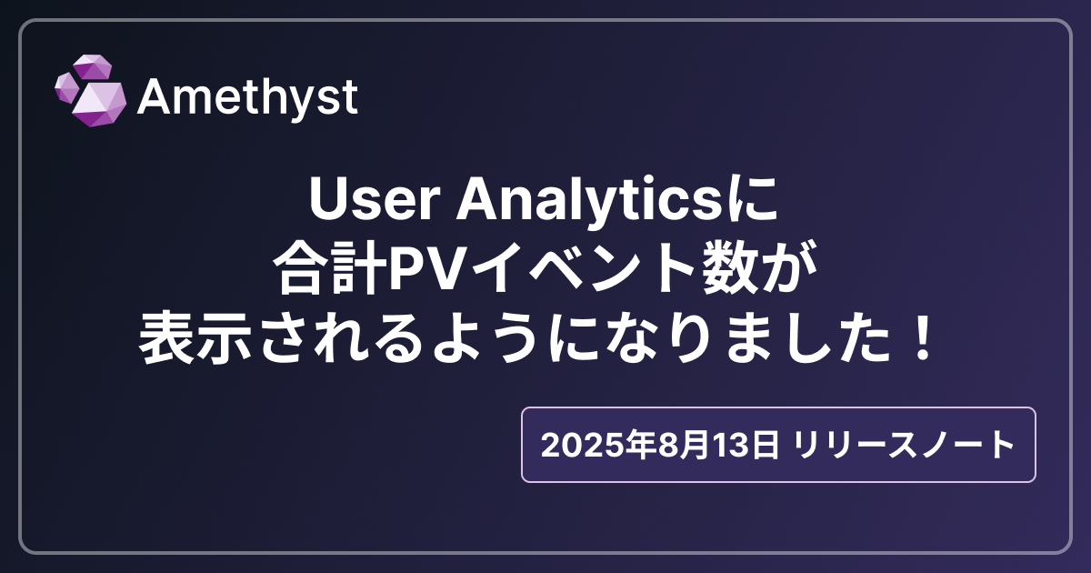 User Analyticsに合計PVイベント数が表示されるようになりました！