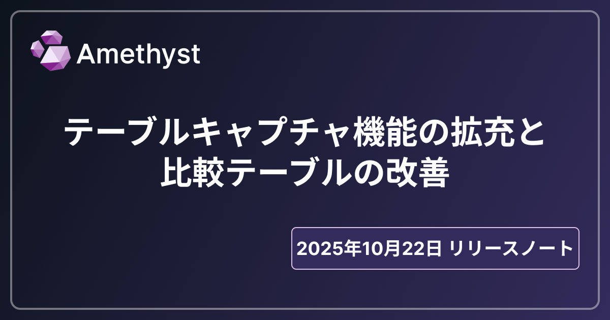 テーブルキャプチャ機能の拡充と比較テーブルの改善