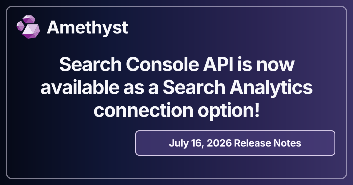 Search Console API is now available as a Search Analytics connection option!